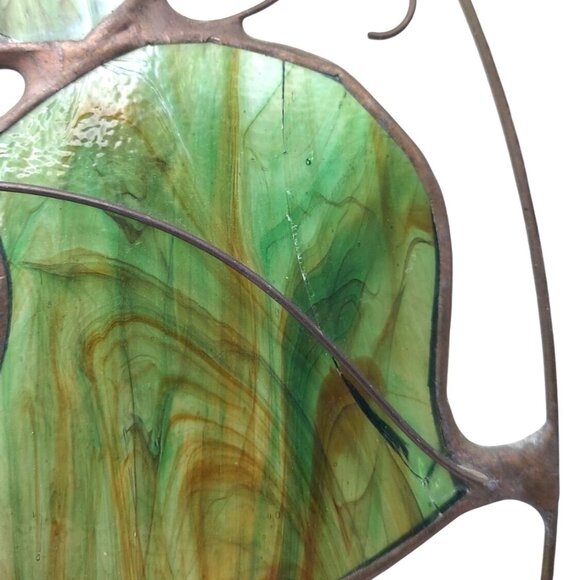 Stained Glass Grape Cluster Oval Suncatcher Fall Wine Studio Art Cottage - Picture 4 of 7